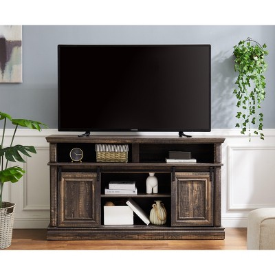 HDZNVF Media Console Table with Storage Cabinet, Mid Century style Entertainment TV Table, Antique brown