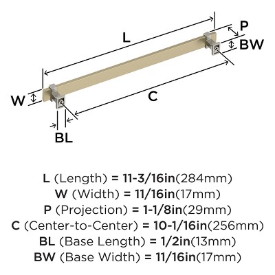 Overton 10-1/16 inch Brushed Nickel and Gold Bar Pull