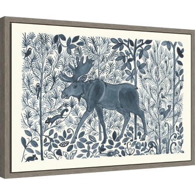 Graywash Forest Life VI Canvas Art with Moose and Squirrel