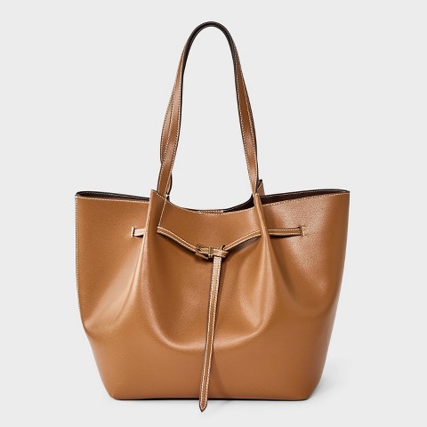A New Day Belted Pinched Handle Tote Handbag - A New Day™ Brown