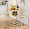 VECELO Round Bar Table Counter Height Table with Wine Rack Oak - 2 of 4
