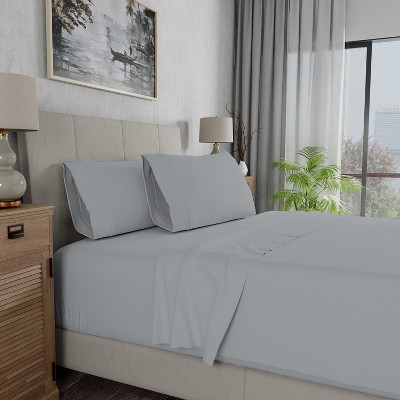 Light Gray Queen Cotton Percale Soft Sheet Set for Kids and Adults