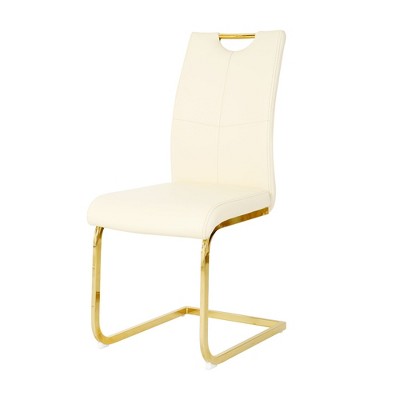 NicBex Set of 2 Dining Chair Modern PU Leather Side Chair with C-Shaped Metal Legs for Kitchen,Dining Room