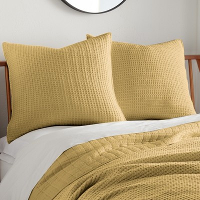 Ochre Cotton Waffle Weave Euro Shams Set of 2