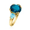 Ross-Simons 5.40 ct. t.w. Tonal Blue Topaz 3-Stone Ring in 14kt Yellow Gold - 3 of 4
