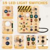 Etokfoks Montessori Busy Board Wooden Sensory Toy with 10 Switches and 19 LED Lights for Toddlers 1 Piece for Ages 18 Months Up - 3 of 4