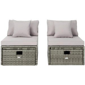 Pramla Sette With Ottoman - Indoor/Outdoor - PAT7515 - Safavieh - 1 of 4