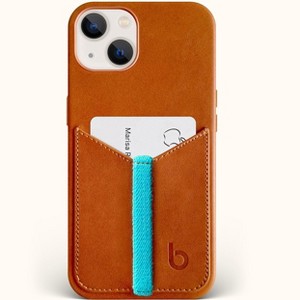 Blue Bonnet - Leather Single Pocket Wallet Case for iPhone 13 Pro - Tan - 1 of 4