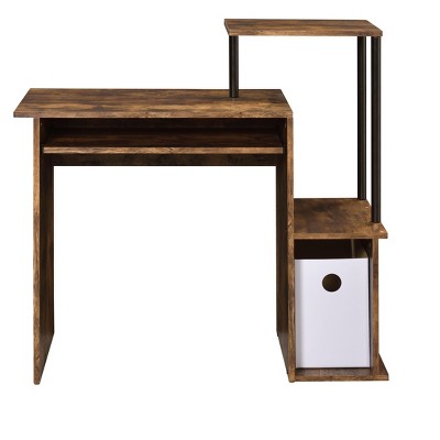 Vynxaria Writing Desks Weathered Oak Black Computer Desk Rustic-Industrial for Home Offices Compact and Portable
