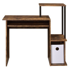 Vynxaria Writing Desks Weathered Oak Black Computer Desk Rustic-Industrial for Home Offices Compact and Portable - 1 of 4
