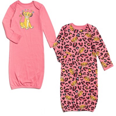 Disney Lion King Simba Newborn Baby Girls 2 Pack Sleeper Gown Pink