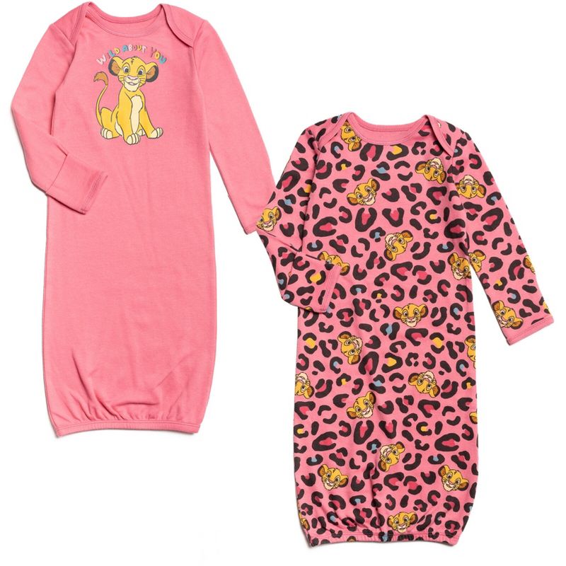 Disney 101 Dalmations Lion King Patch Simba Baby Girls 2 Pack Sleeper Gowns Newborn, 1 of 8