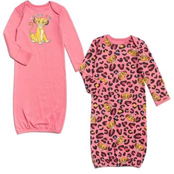 Disney Lion King Simba Newborn Baby Girls 2 Pack Sleeper Gown Pink 0-6 Months