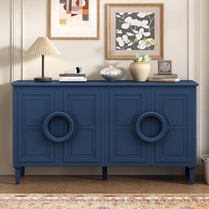 4 Door MDF Storage Cabinet with Five-Legs Support,French Sideboard Cabinet with Round Ring Handles for Dining Room or Entryway-Coolbibila - 1 of 4