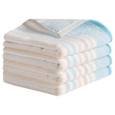 REGALWOVEN Striped Pattern Cotton Soft Absorbent Home Bathroom Decorative Face Hair Hand Towel 13" x 27"