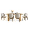 7-Pieces Dining Set for 6,Upholstered Armless Chair with Wood Legs,79 Inch Oak Oval Dining Table for Dining Room,Farmhouse-Tanpinhause - 2 of 4