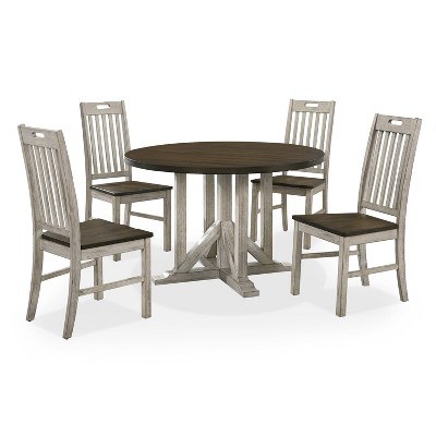 5pc Boundary Round Dining Set Antique White/Dark Oak - HOMES: Inside + Out