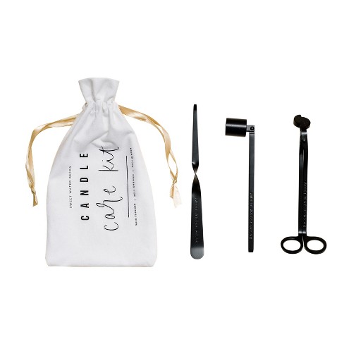 Scented candle maintenance tool set (black) - candle wick cutter