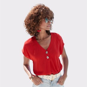 Women's Button Detail Blouse Shirt - LASCANA - 1 of 4