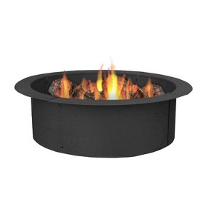 Sunnydaze Outdoor Heavy-Duty Steel Portable Above Ground or In-Ground Round Fire Pit Liner Ring - 27" - Black - 1 of 4