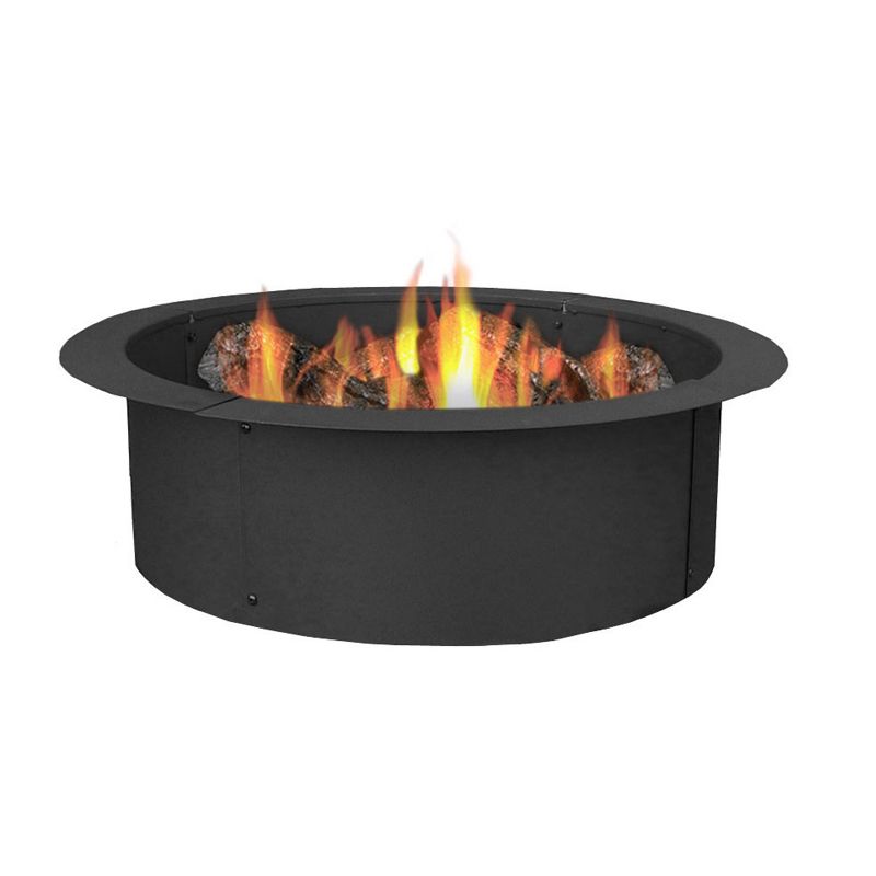 Sunnydaze Outdoor Heavy-Duty Steel Portable Above Ground or In-Ground Round Fire Pit Liner Ring - 27" - Black, 1 of 13
