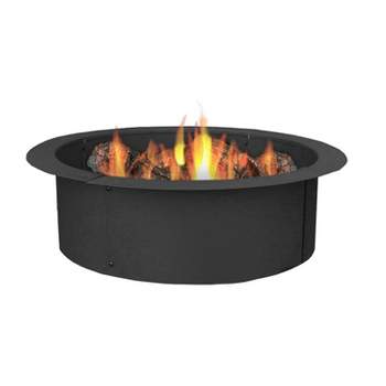 Sunnydaze Outdoor Heavy-Duty Steel Portable Above Ground or In-Ground Round Fire Pit Liner Ring - 27" - Black
