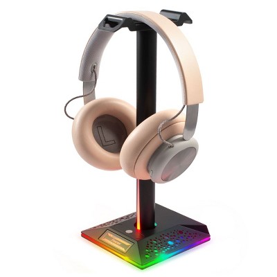 Insten RGB Headphone Stand & Holder with 3.5mm Aux & 2 USB Ports for All Gaming Headsets Accessories, Desk & Home Office