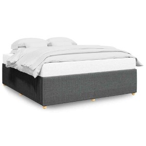 vidaXL California King Bed Frame - Dark Gray Fabric Slat Support - Modern Bedroom Furniture - 1 of 4