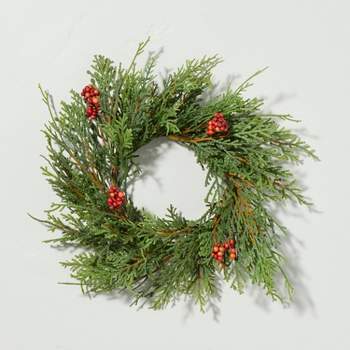 12.5" Faux Cedar & Winterberry Christmas Wreath - Hearth & Hand™ with Magnolia