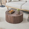 Infurnic Coffee Tables Wood Round Cylinder Coffee Table with  Natural Wood Finish for Living Room, Brown, 27.5"*27.5"*12" - 2 of 4