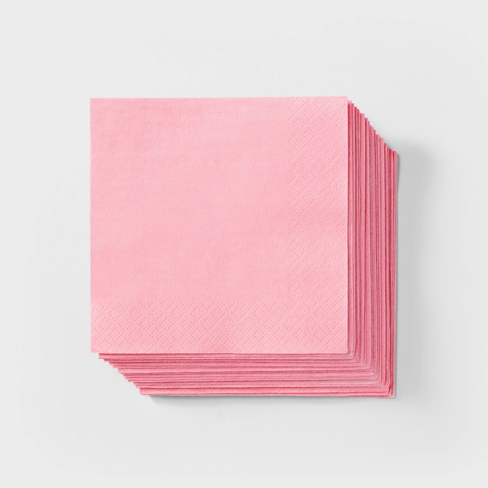 30ct Beverage Napkins Light Pink - Spritz