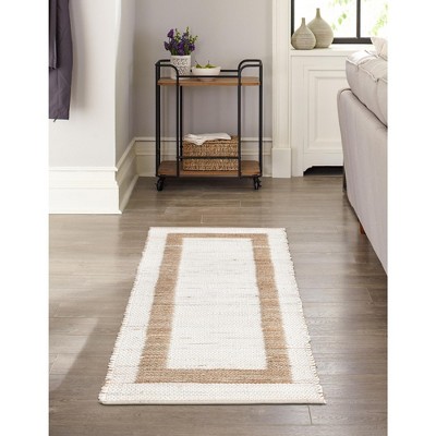 Handwoven Braided Cotton-Jute Geometric Runner in White and Natural