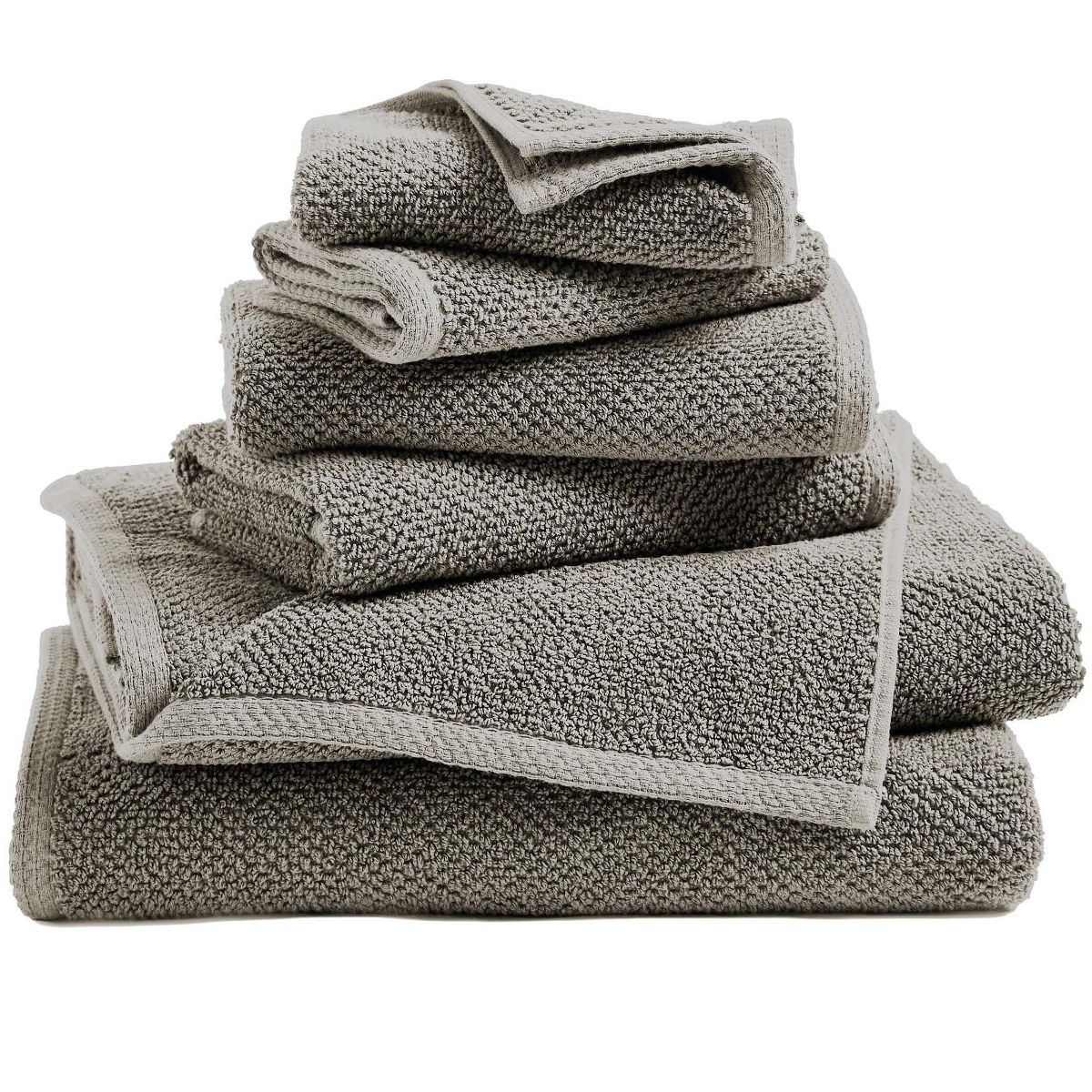 Cotton Quick Dry Loop Textured Bath Towel - Great Bay Home (Dark Grey, 6-Piece Set)