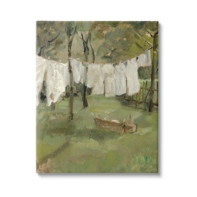 Stupell Industries Classic Clothesline Yard Scene Canvas Wall Art