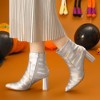 Allegra K Women's Pointed Toe Snake Print Side Zipper Chunky Heel Ankle Boots - 3 of 4