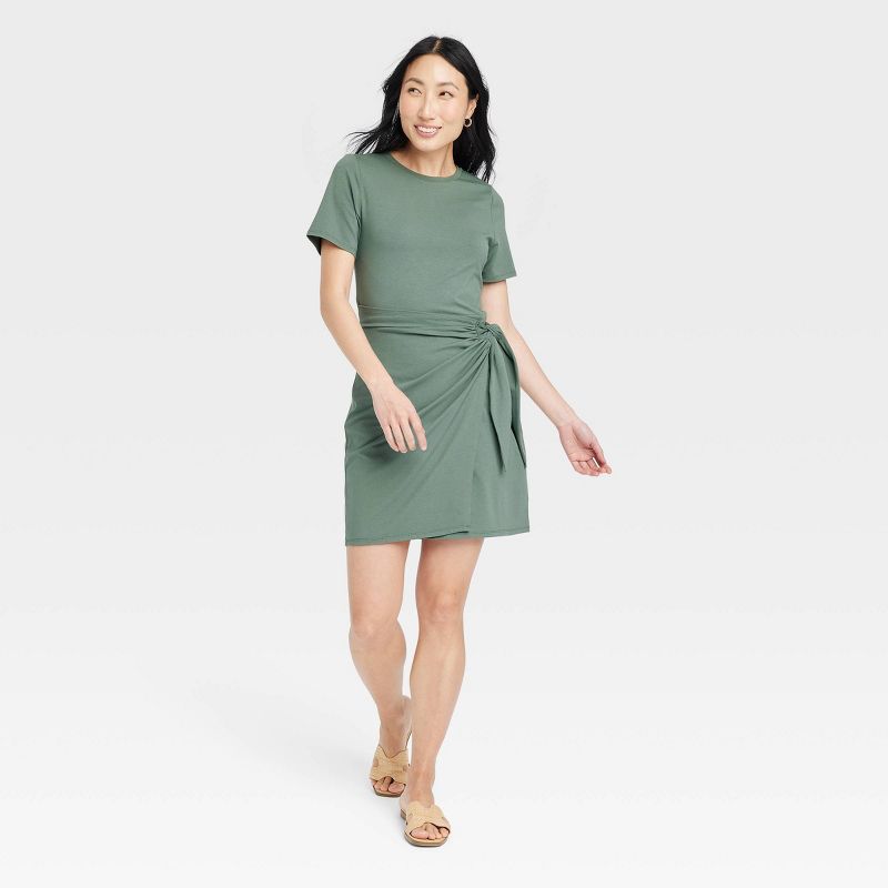 Women's Short Sleeve Mini T-Shirt Wrap Dress - A New Day™, 4 of 10