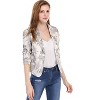 INSPIRE CHIC Women's Open Front Office Long Sleeve Lightweight Printed Floral Crop Suit Blazer - 3 of 4