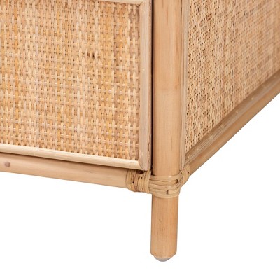 Lalo Natural Brown Rattan 1-Drawer Bohemian Nightstand