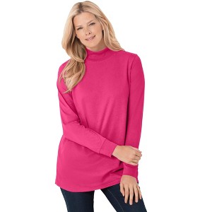 Woman Within Perfect Long-Sleeve Mockneck Tee - 1 of 4