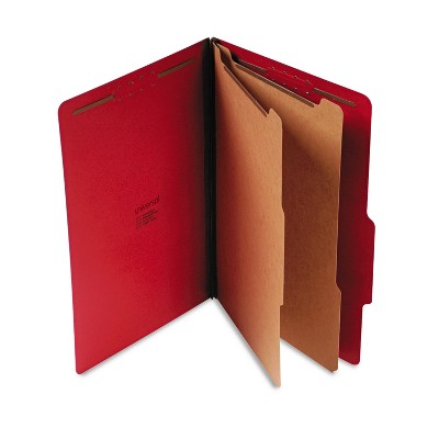 UNIVERSAL Pressboard Classification Folders Legal Six-Section Ruby Red 10/Box 10313