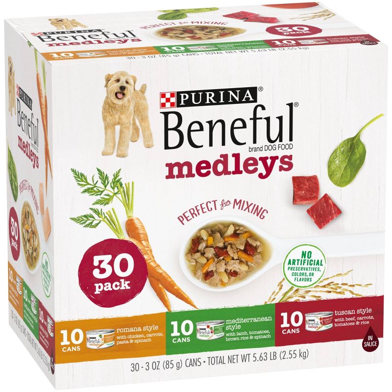 Purina Beneful Medleys Romana, Mediterranean &#38; Tuscan Style with Chicken, Lamb and Beef Flavors Wet Dog Food - 3oz/30ct Variety Pack, 5 of 10