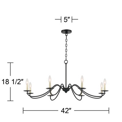 Black Metal 42" Wide Traditional Candle Chandelier