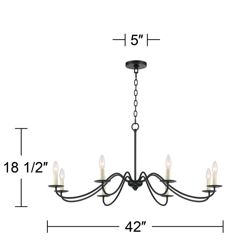 Franklin Iron Works Black Chandelier 42" Wide Farmhouse Rustic Bent Arms 8-Light Fixture for Dining Room Living House Foyer Kitchen Island Entryway, 4 of 10