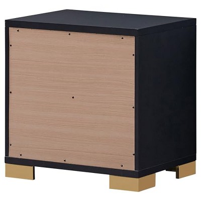 Black and Gold 2-Drawer Modern Nightstand
