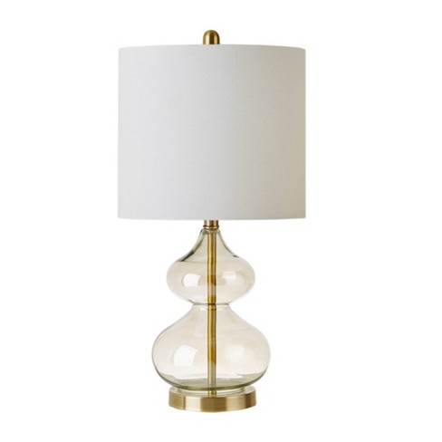 Pair of Tall Brass Table Lamps with Curved Rattan Shades