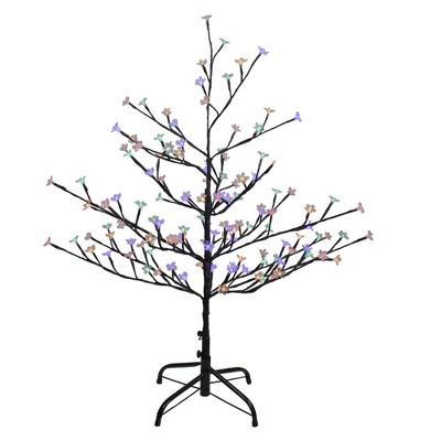 Northlight 4' Pre-Lit Cherry Blossom Flower Artificial Tree - Multicolor LED Lights