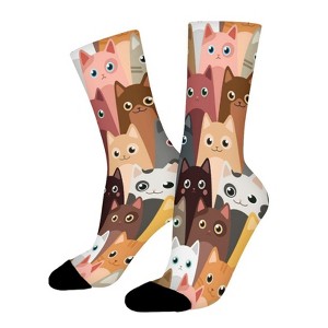 Hipster Colorful Cat Kitten Women Printed Crew Socks Funny Funky Socks Soft Polyester Novelty Gifts for Artists Men - 1 of 1