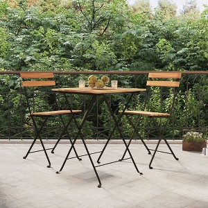 vidaXL 3 Piece Folding Bistro Set Solid Wood Teak and Steel - 1 of 4