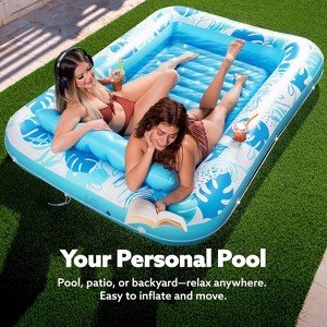 Jasonwell 85" x 57" Inflatable Tanning Pool Lounger Float with Pillow, 4-in-1 Sunbathing Bed, XL-Blue, Perfect for Adults & Parties - 1 of 4