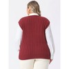 Agnes Orinda Women's Plus Size Fashion V Neck Cable Knit Sleeveless Pullover Casual Sweater Vests - 4 of 4